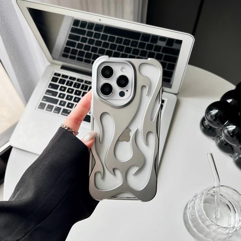 Product Introduction of Flame Pattern Hollow Heat Dissipation Electroplating Purple TPU Mobile Phone Case Protective Cover Suitable for iPhone16 iPhone15 iPhone14 8