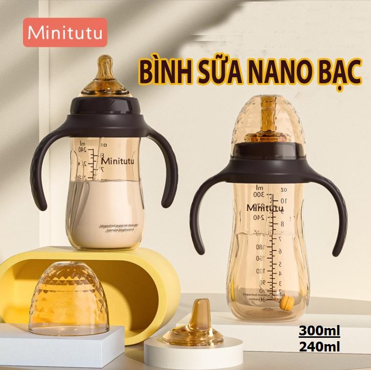 BÌNH SỮA MINITUTU NANO BẠC CỔ RỘNG 300ml 240ml CHO BÉ 