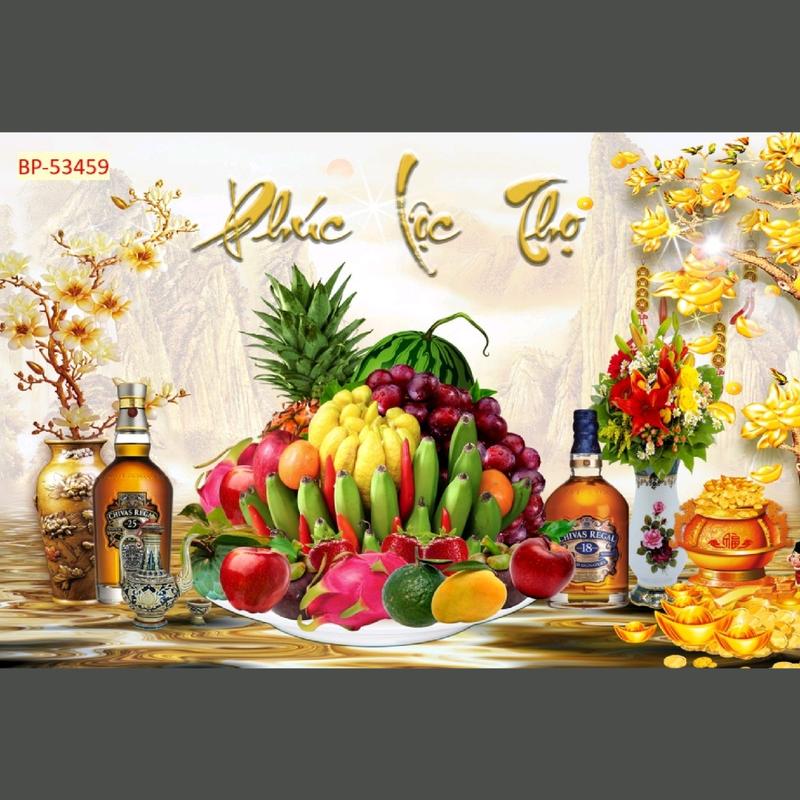 Tranh dán tường phòng thờ in trên chất liệu vải lụa (shop tặng kèm keo dán)