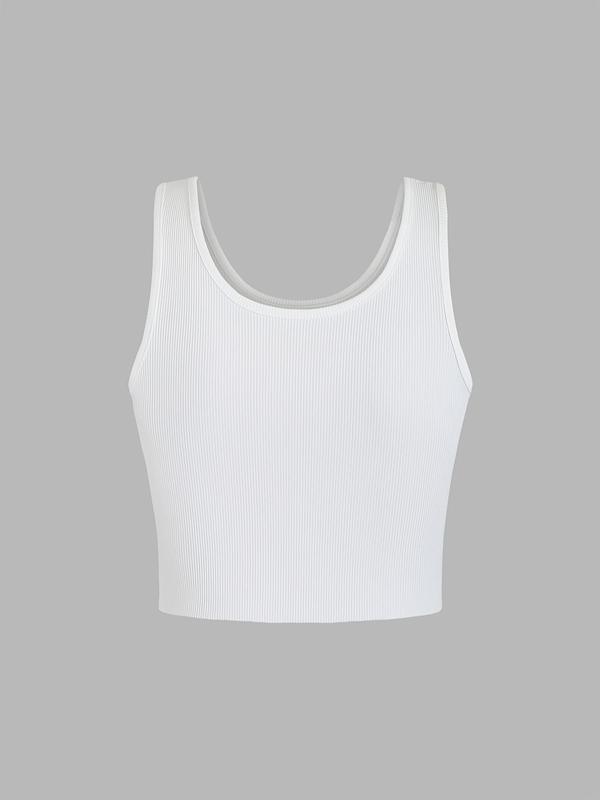 Women's Peach Print Scoop Neck Crop Vest Top, Casual Sleeveless Ribbed Top for Summer, Ladies Clothes for Daily Wear, Women's Tops 5