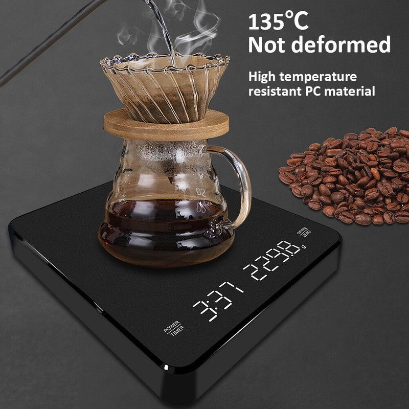 SG-Stock LED Coffee Scale Mini Timing Kitchen Scale USB Rechargeable 3kg Max Capacity 0.1g Graduations Kitchen Weighing Scale 2