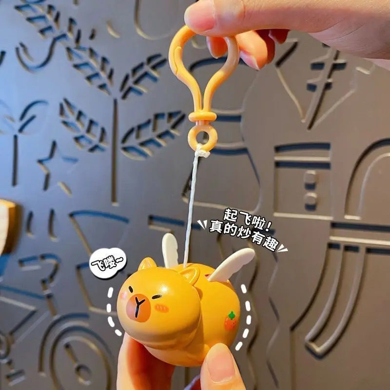 3D Creative Cartoon Flying Apsara Dolphin Keychain Doll Couple Capibala Fun Backpack Pendant Small