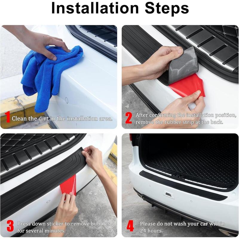 SINGARO Car Rear Bumper Protector, 41inch x3.5inch Car/SUV Universal Rubber Anti-Scratch Trunk Exterior Accessories（Black） 3