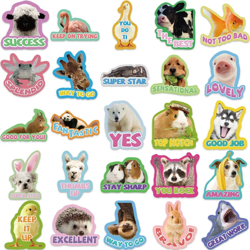 Cute Animal Language Cartoon Sticker, 50pcs/set DIY Decorative Sticker, DIY Decals for Water Bottle, Laptop, Phone Case, Scrapbooking, Journal Making 3