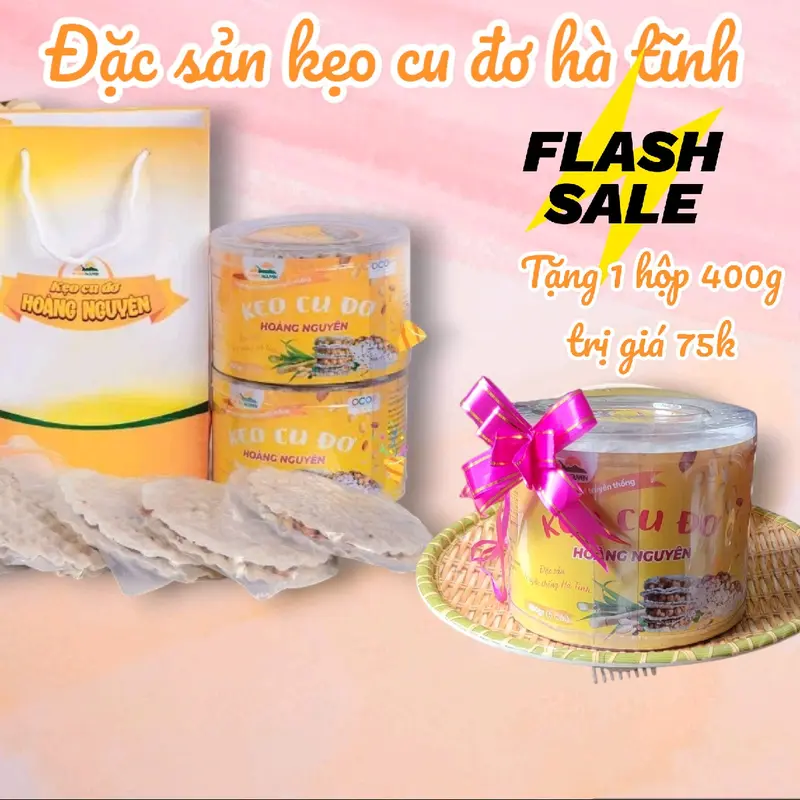 [ TẶNG 1 HỘP] combo 2 hộp KẸO CU ĐƠ HOÀNG NGUYÊN loại truyền thống 400g + tặng 1 hộp 400g.. Ăn Vặt Chua Snack dẻo kẹo sáp  dẻo banh  keotet ngậm 2