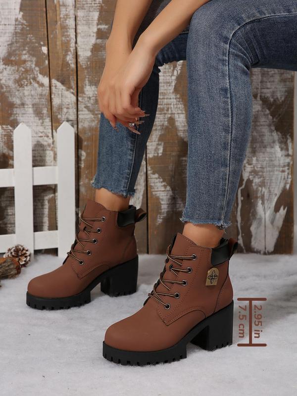 Women's Fashionable Lace Up Ankle Boots, Casual Comfortable Boots for Daily Wear, Valentine's Day Gift for Her, Perfect for Students and Outdoor Sports 6