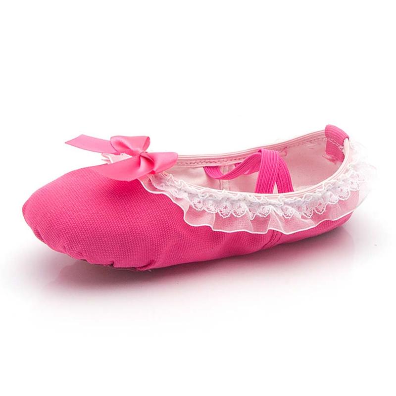 Product Introduction of Kid Girls Children Ballet Dance Shoes Women Adult Lace Bow-knot Canvas Soft Sole Ballet Shoes Ballet Slippers #450456 38