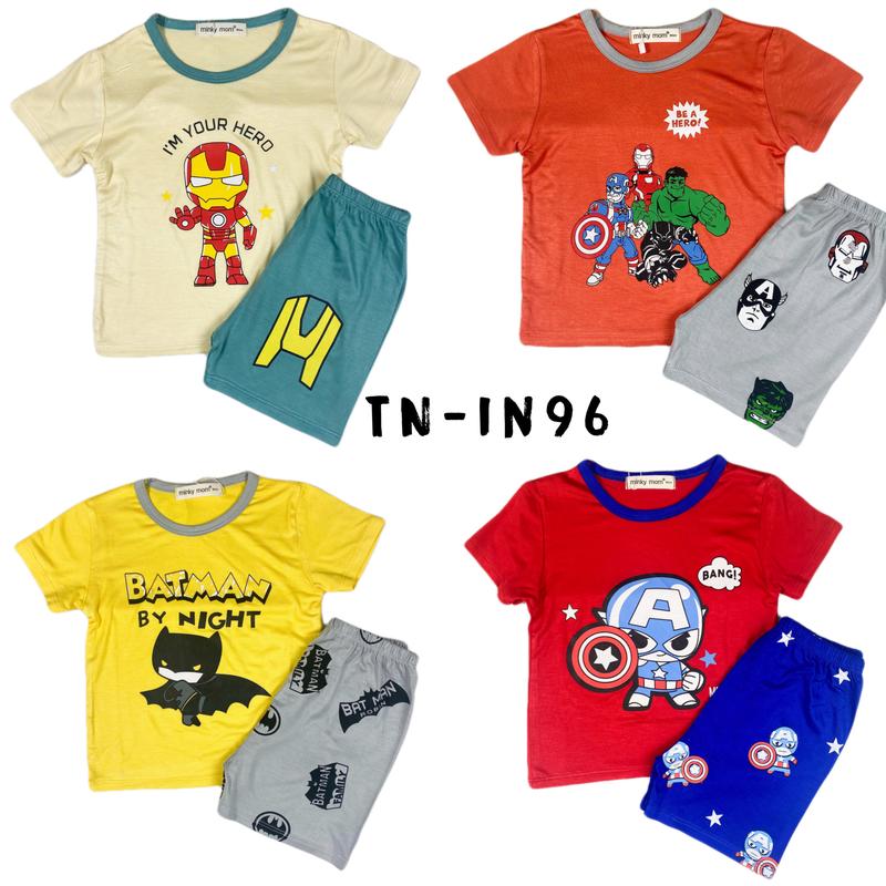 Product Introduction of MINKYMOM Bộ Tay Ngắn THUN LẠNH Bé Trai In Hình Siêu Nhân TN-IN96 2