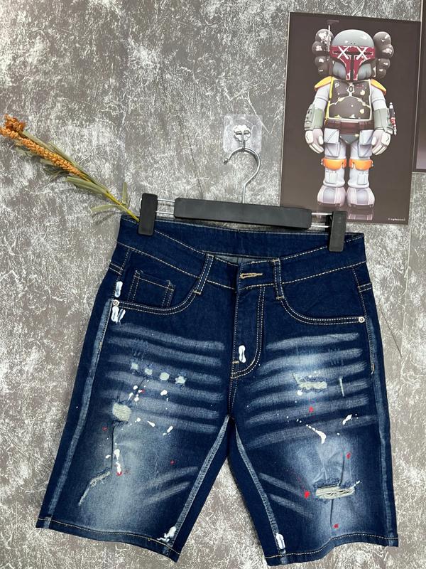 Quần short jean nam phối lốc xoáy Co dãn xước cào nhẹ phong cách thời trang năng động mẫu mới - Có Túi - Menswear 3