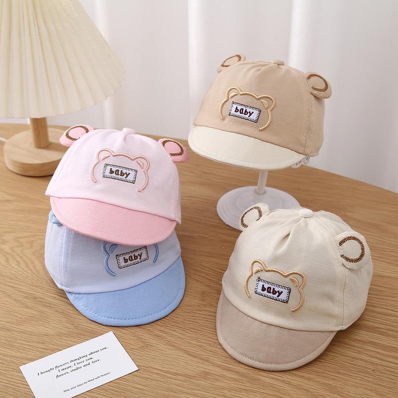 Baby hat spring and autumn peaked cap thin cute super cute cartoon baby visor male and female treasure flip brim hat 1