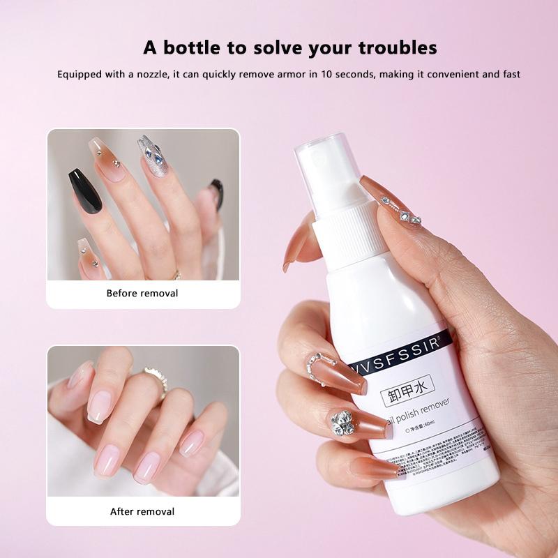 Product Introduction of 60ml Spray Type Nail UV Gel Polish Burst Magic Remove Gel Liquid Surface Layer Acrylic Clean Degreaser For nails Surface Clean 18