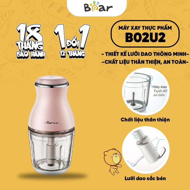 Máy xay thực phẩm đa năng Bear 600ml QSJ-B02U2 xay tỏi hành ớt