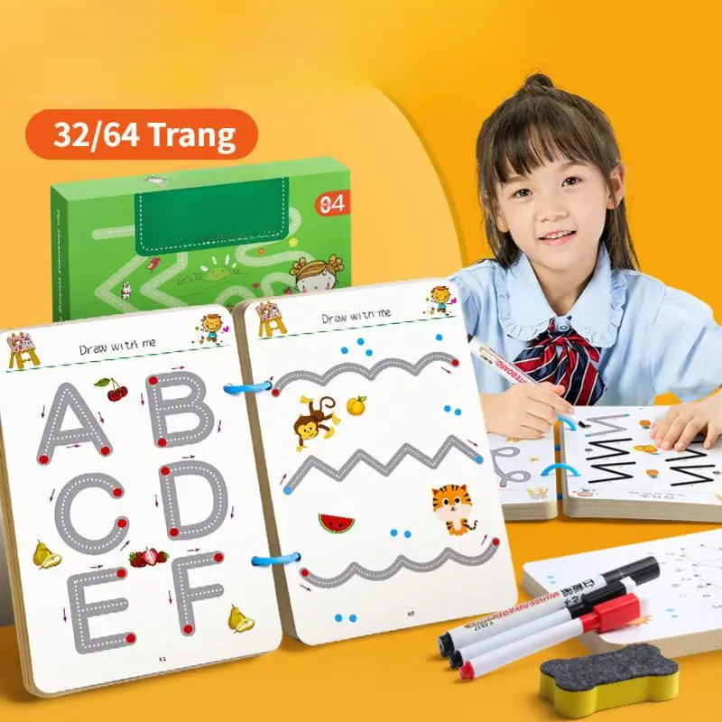 Đồ chơi tập tô vẽ thông minh xóa được 64 trang,Hình dán theo chủ đề trẻ em,Đồ Chơi Giáo Dục Montessori bảng  chữ  nổi  khiếm  thị 6