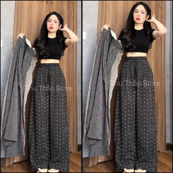 Quần Ống Xuông ThuThao97 Chất Gol.d hoạ tiết Hình Nơ