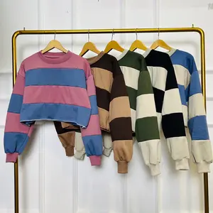 SWEATER STRIP OVERSIZE CROOPE SWEATER TWOCOLOUR STRIP WANITA