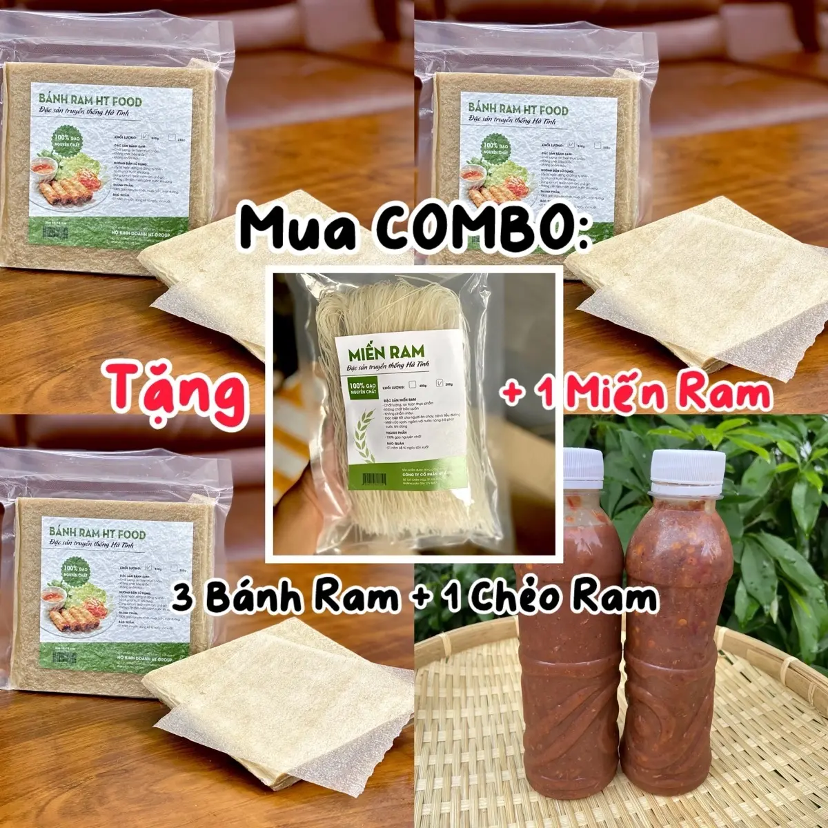 COMBO 3 BÁNH RAM HÀ TĨNH ( 1,5kg ) + 1 CHẺO RAM - HTFOOD (Tặng 1 Miến Ram)