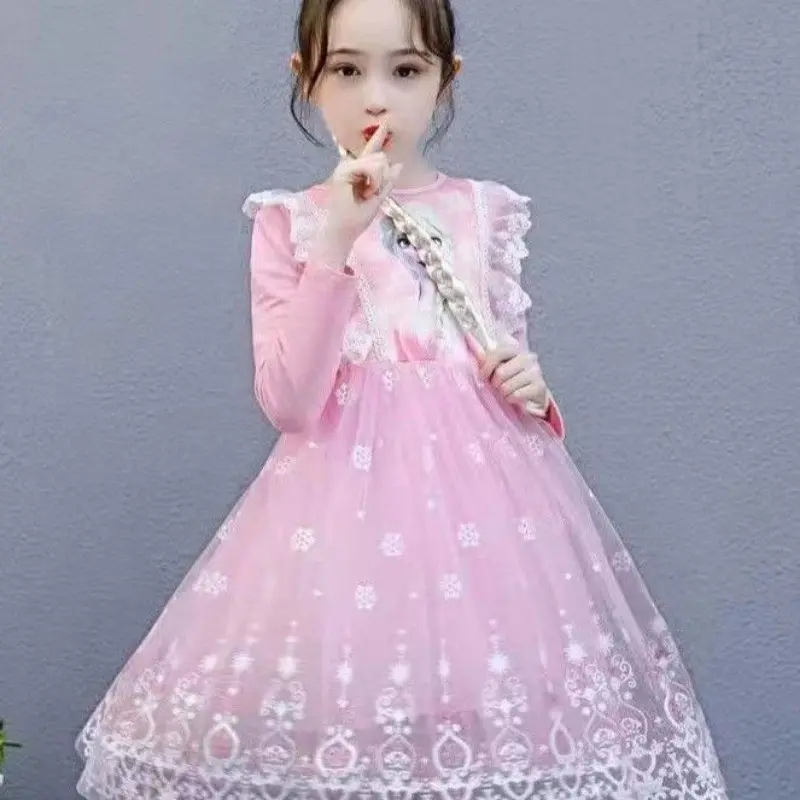 Váy Lolita Công Chúa Elsa, Dành Cho Bé Gái, Tay Áo Dài, Cổ Tròn, Váy Phồng Lưới, Thích Hợp Cho Mùa Xuân Và Mùa Thu 4