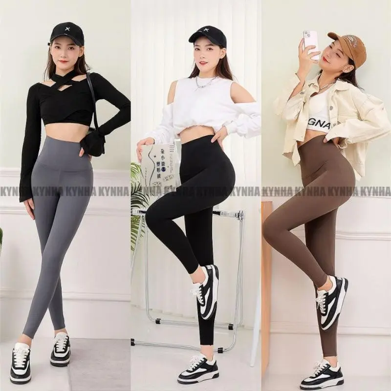 KYNHA Legging HW Wanita Polos Lembut Tebal Nyaman Celana High Waist Panjang Hitam Premium Dewasa  Katun Cewek Pendek 0