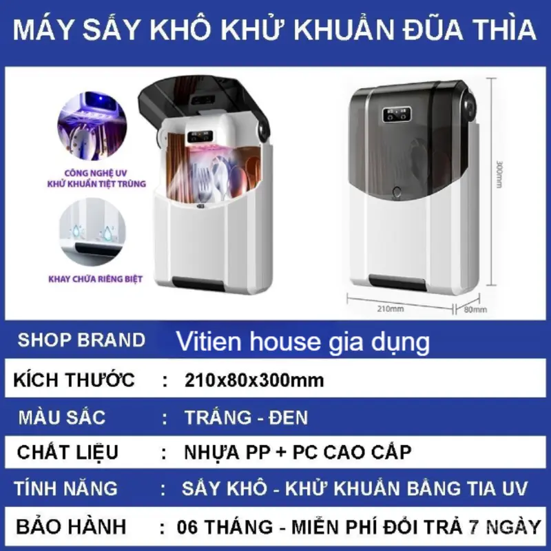 Máy Sấy Khô Đũa Thìa Khử Khuẩn Bằng Tia UV An Toàn Cho Gia Đình Chính Hãng 2