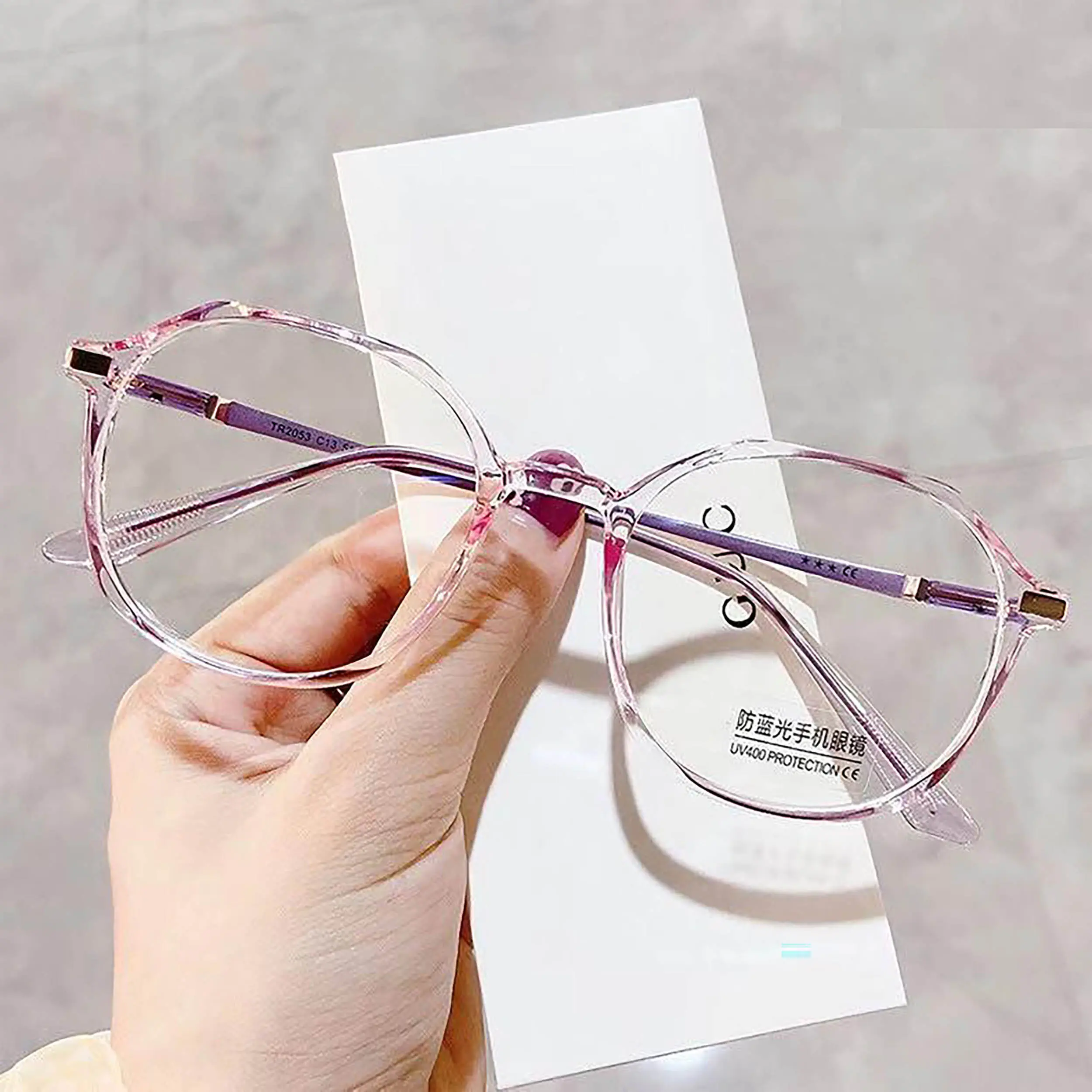 Kính mắt cận (0-4 độ) Hàn Quốc đa giác bằng nhựa và hợp kim, mua về thay cận ok, 0 độ chống ánh sáng xanh tia UV.