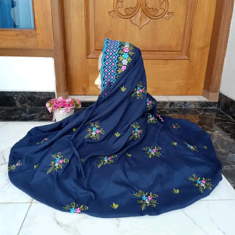 Mukena Dewasa Bordir Tabur Lajuran Size Besar Mukenah Santri Katun Muslim Panjang Tebal 2