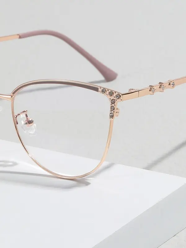 Unisex Anti-blue Light Cat Eye Rhinestone Design Frame Eyeglasses, Fashion Eyeglasses for Work, Daily Clothing Decor, Perfect for Student Daily Use 2