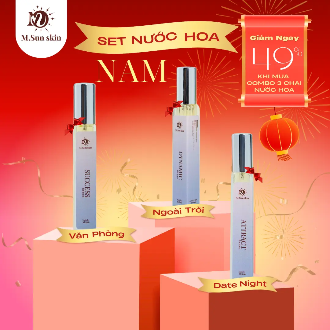 Set nước hoa Nam SIÊU THƠM 3 chai- Lưu hương 9 - 12 Tiếng (Đi làm, đi tiệc, đi chơi, tập gym,..) - M.Sun skin Store