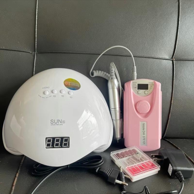 Combo máy hơ gel sun5 + máy mài ste - 101 tích điện cầm tay - tặng 6 đầu mài + 6 giấy chà nhám có bảo hành máy  hơ  gel  mini