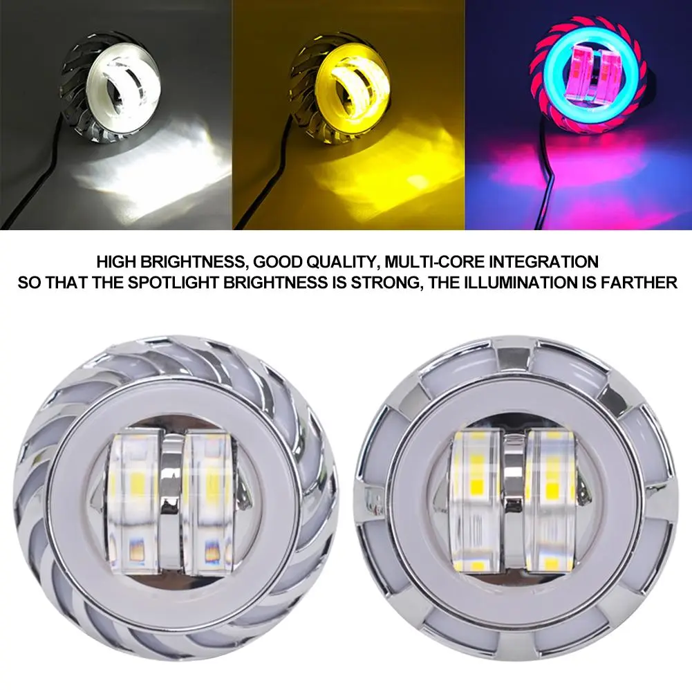 8000LM Motorcycle Headlight LED Angel Devil Eyes Headlight Projector Lens High/Low Beam Strobe Spotlight DRL Dual Lamp #460384