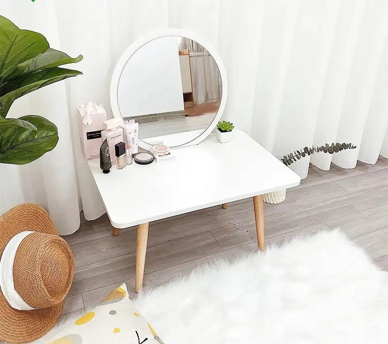 Bàn trang điểm có gương ngồi bệt Singel O màu trắng, học GP117.01 1