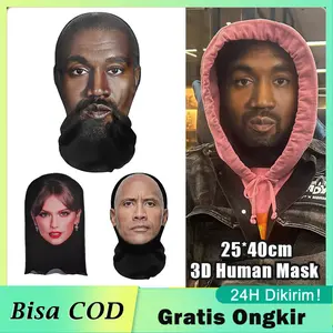 3D Topeng Halloween Cosplay Kanye/Taylor/Johnson 3D Seamless Magic Funny Celebrity Face Mask uni Bandana Tube Neckchief gaiter Warmer Face Cover Head Scarf Headband Headwear Masker Penutup Kepala Topeng Wajah 3D