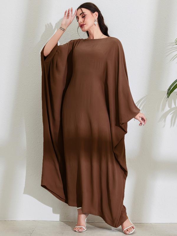 Product Introduction of Discount New Muslim Middle East Arab Maxi Dress Bandage Batwing Sleeve round Neck Fashion Elegant Dress Robe 4