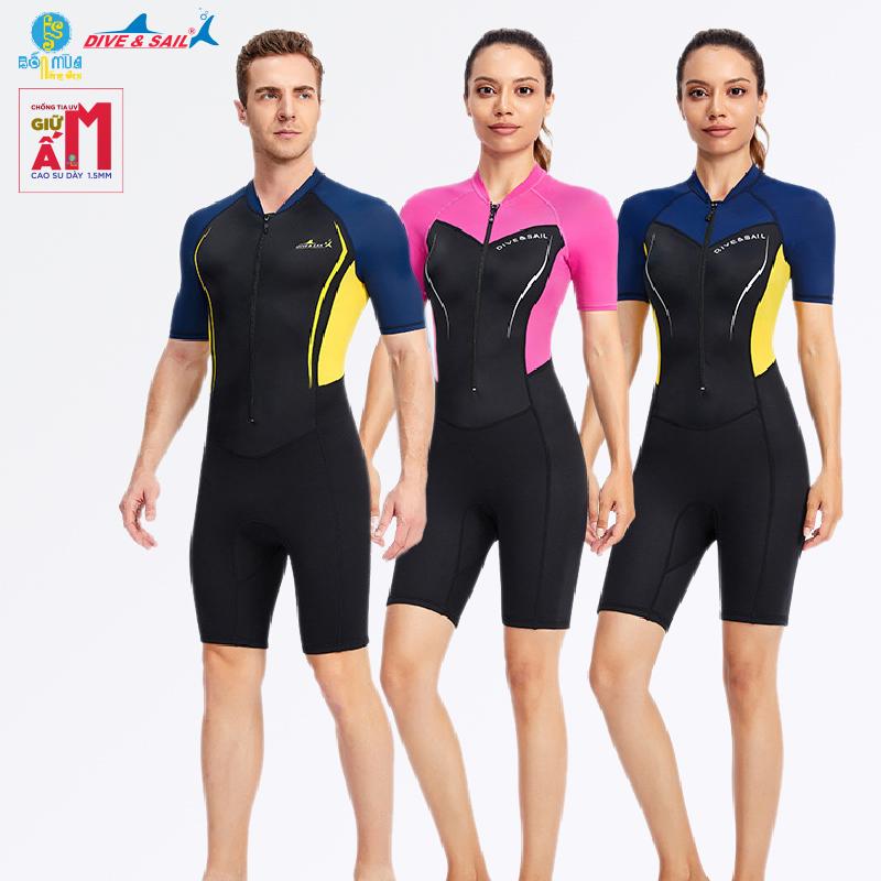  Đồ bơi giữ nhiệt hiệu DIVE AND SAIL cao su dày 1.5mm chuyên nghiệp cho nam và nữ  áo là chất vải chống nắng ngăn tia UV 