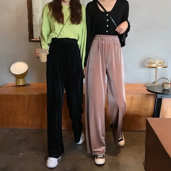 CELANA KULOT WANITA HIGH WAIST BELUDRU CELANA BELUDRU PANJANG | CELANA WANITA BAHAN BELUDRU | CELANA PANJANG KULOT WANITA KOREA| CELANA BELUDRU VELVET | CELANA PANJANG WANITA KASUAL 1