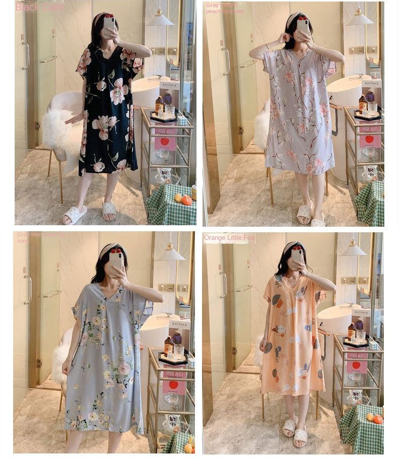 Product Introduction of Váy Ngủ Cotton Và Lụa, Dành Cho Nữ, K42, Hàng Mới Về Mùa Hè, Ngắn Tay, Đồ Ngủ In Hình Hoạt Hình, Phong Cách Hàn Quốc, Cỡ Lớn, Dáng Rộng Vừa Vặn, Đồ Mặc Ở Nhà Bằng Lụa Cotton, Hợp Xu hướng 9