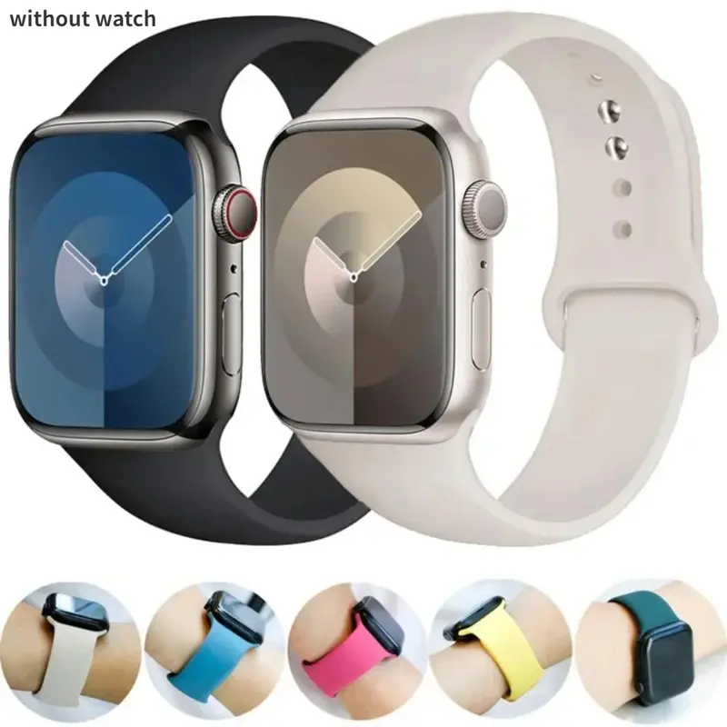 Vòng đeo tay Dây đeo thể thao bằng silicon, Dành cho Apple Watch 49mm, 44mm, 45mm, 40mm, 41mm, 42mm, 46mm, 38mm, Dòng iwatch 10, 9, 8, 7, 6, 5, 4, 3SE, Ultra 2, Correa 0