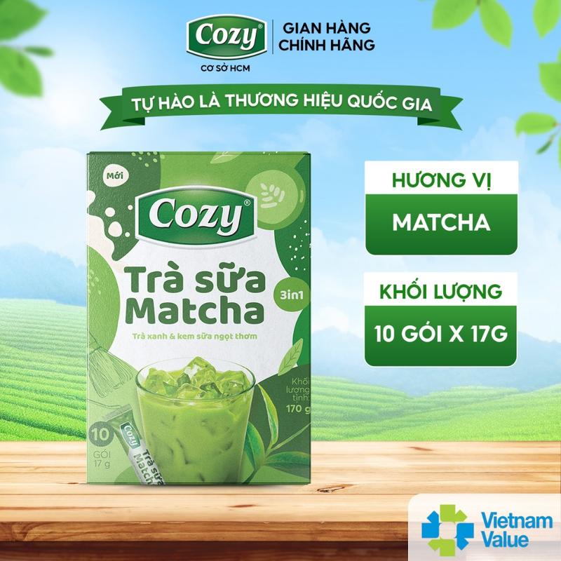 Trà Sữa Matcha Hoà tan Cozy Vị Matcha 10 gói x 17gr - Cozy Ice Tea