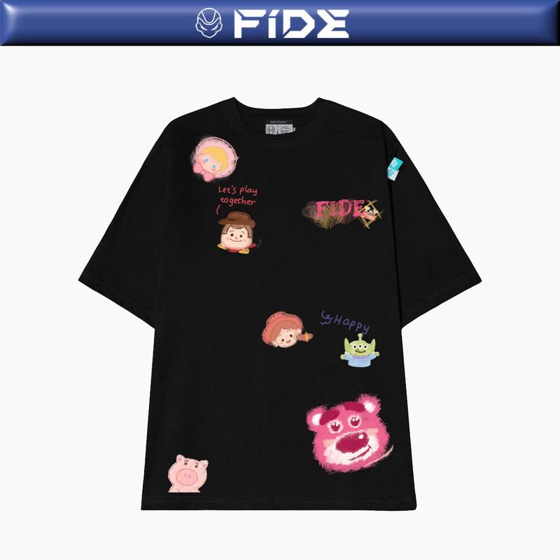 Áo thun  FIDE phông unisex nam nữ form rộng ulzzang GẤU LOTSO 22 Menswear Top Cổ Tròn Cotton