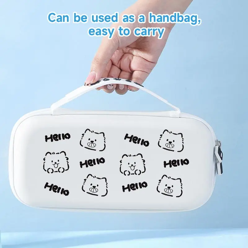 Cartoon Cat Pattern Protective Case with Storage Bag & Screen Protector & Accessories, Large Capacity Storage, Anti-fall Protective Cover for Switch OLED 7