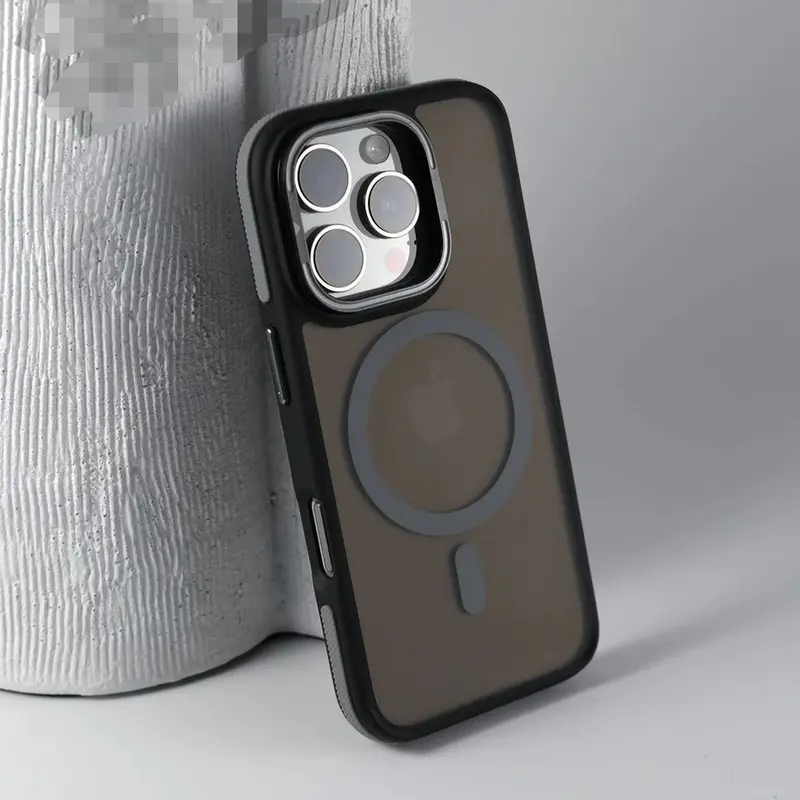 Case Matte Dove Hybird Metal Lens Kick Stand Ring Magnetic For iPh0ne 11 12 13 14 15 16 Pro Max Plus Casing Magnetic Wireless Charge Matte Hard Protective Cover 4