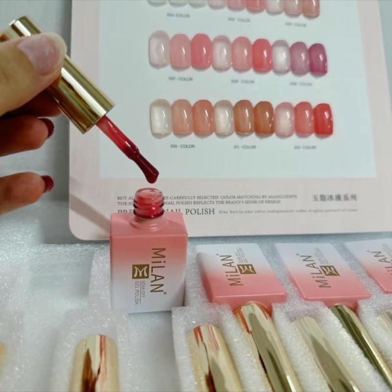 Set Sơn gel thạch MILAN 12 màu - tặng kèm bảng màu - tông hồng - tông nâu-tông Hồng đục