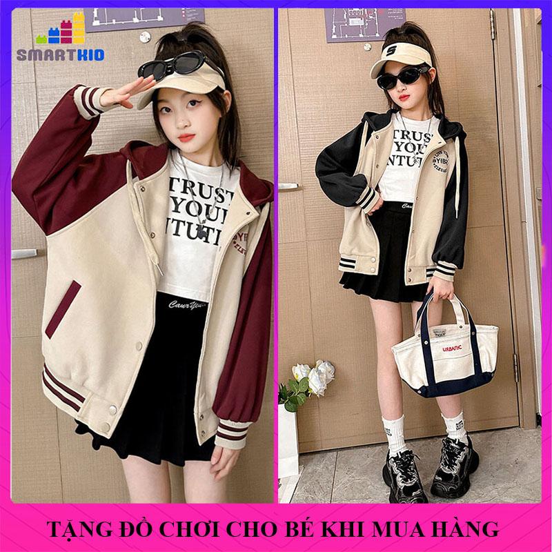  Áo khoác bé gái áo khoác bomber bé gái 18-52kg mẫu YIBR áo khoác bóng chày nỉ dày dặn áo khoác thu đông nữ áo bomber bé gái 