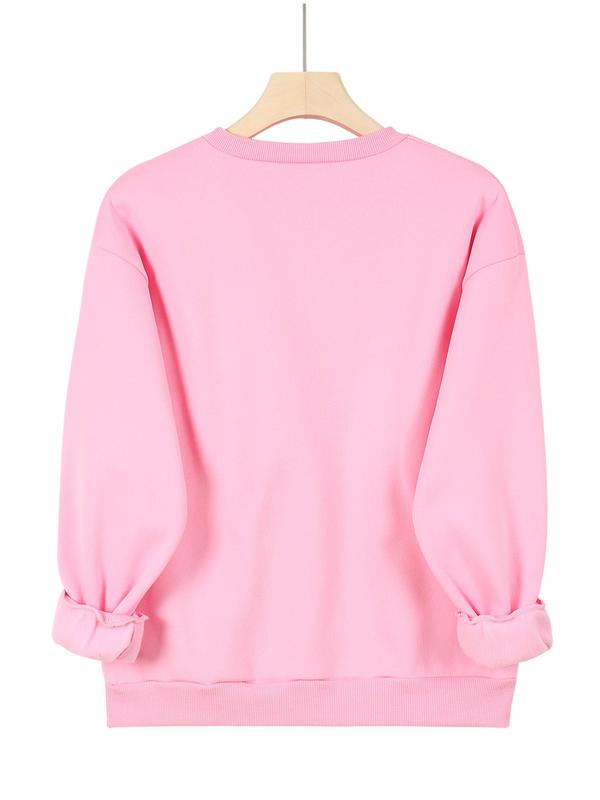 Women's Christmas Reindeer & House Print Drop Shoulder Sweatshirt, Casual Long Sleeve Round Neck Pullover for Daily Wear, Ladies Fall & Winter Clothes 7
