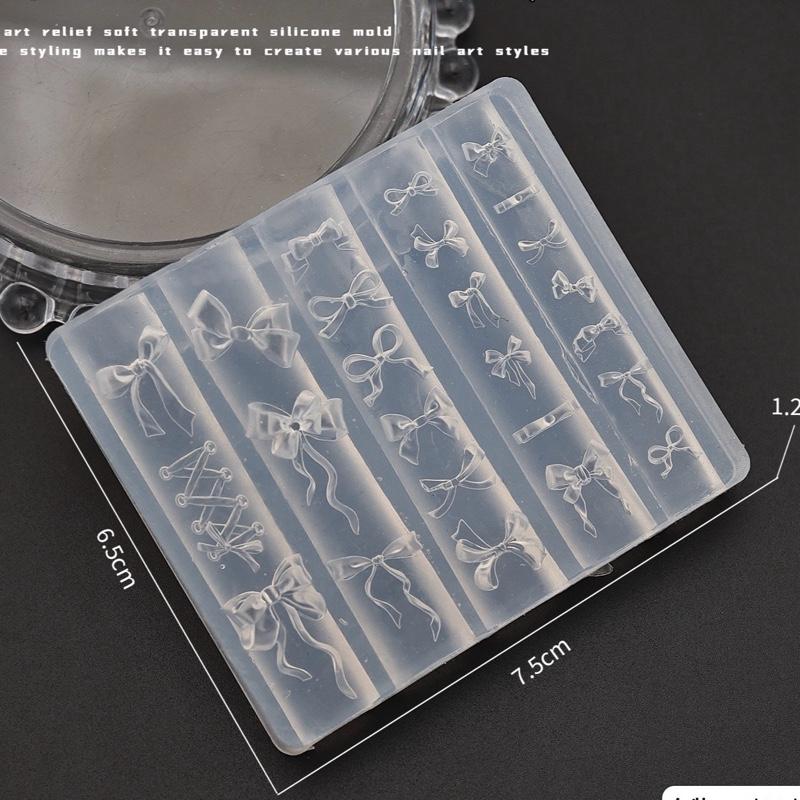 Khuôn silicon làm charm 3D , khuôn nơ cao cấp 25 mẫu, khuôn làm hoa ( có hộp đựng) - Unnie Nails 0
