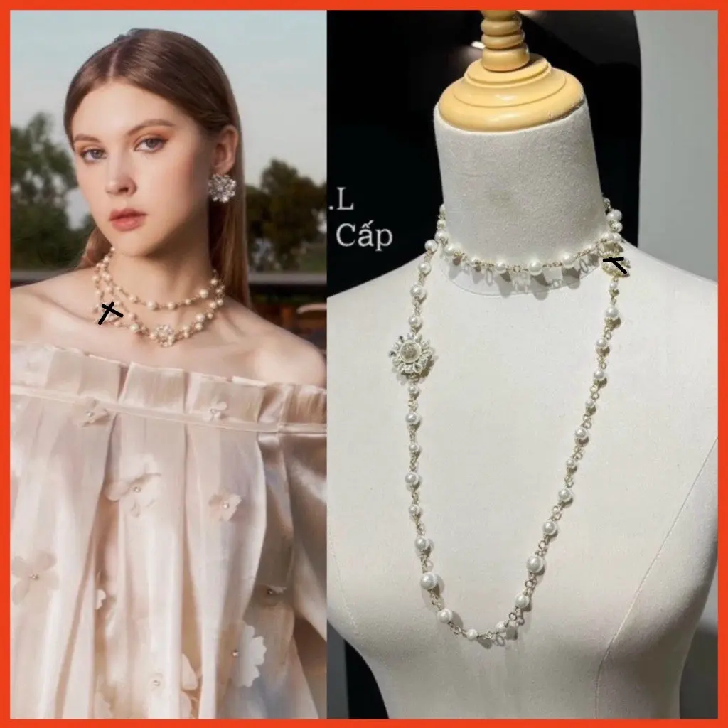 Vòng cổ ngọc dáng dài dây chuyền ngọc nhiều tầng CN sang chảnh rễ phối đồ
