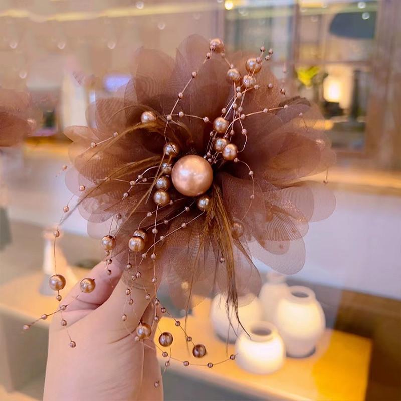 Product Introduction of Elegant Design, Mesh Flower Barrettes, Lady, South Korea Style, with Pearl and Shark Tassel, Fashion, Suitable for Baby Girl Horse Hair, Hair Accessories 14