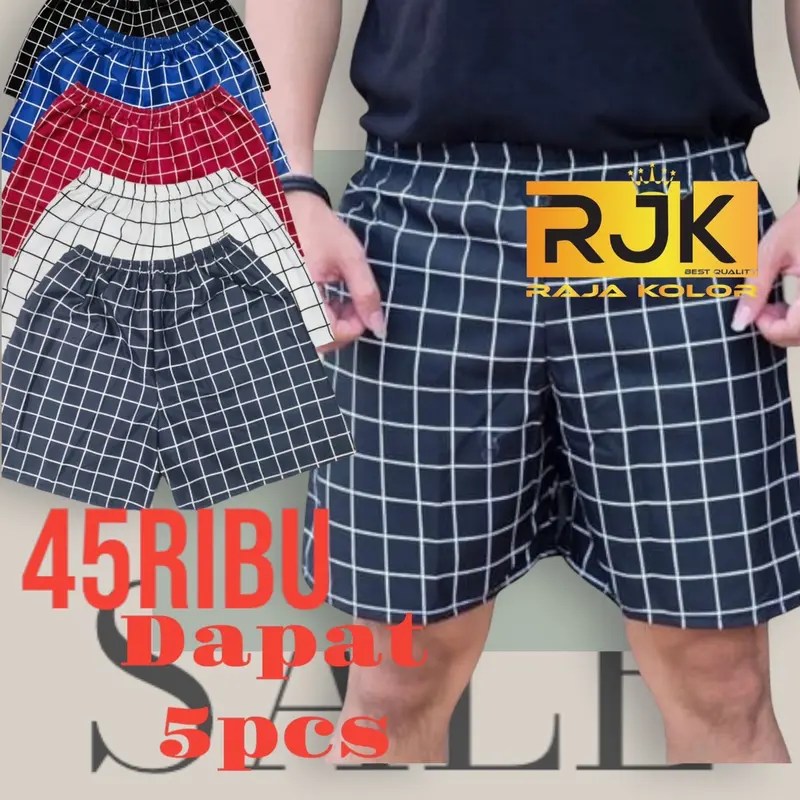 CELANA 5PCS 45RIBU//CELANA TARTAN PREMIUM//CELANA BOXER UNISEX//CELANA KOLOR Katun Pendek 0