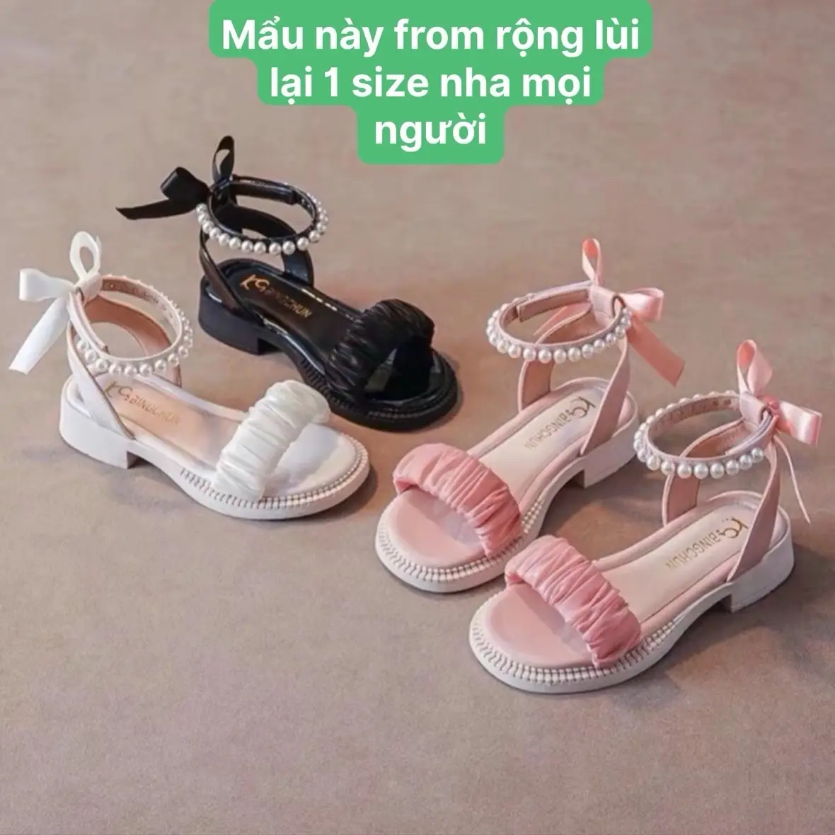 ￼Giày Sandal Nơ công chúa,chất liệu Cao Su _Quai nhún_ mùa hè 2024 đế mềm hở ngón phong cách Hàn Quốc thời trang cho bé gái tiểu học, l