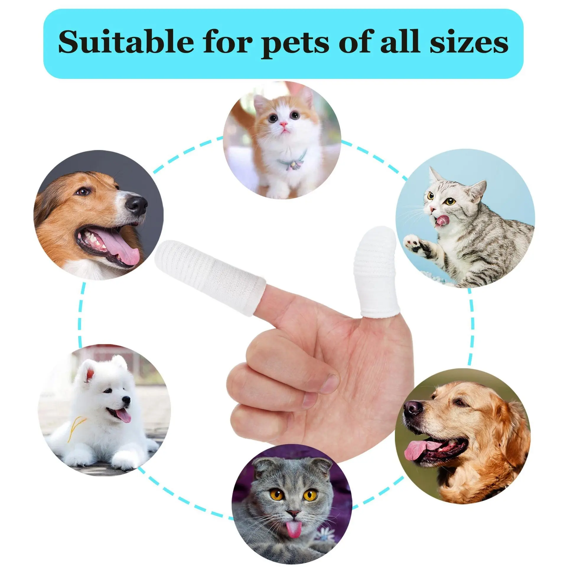 Chomeo Pet Toothbrush Non-Woven Finger Sleeves, Dog Teeth Oral Cleaning Tools, Cat Finger Toothbrush