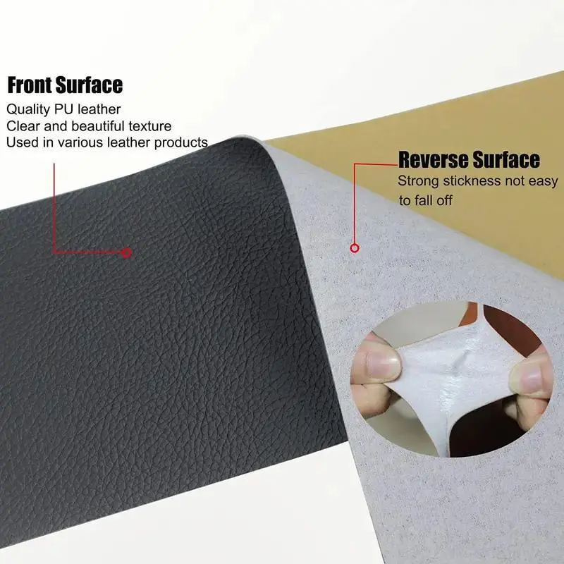 Self Adhesive Faux Leather Textured Fabric, 1 Count Multi-purpose Decorative Faux Leather Tape, DIY Repair Patch for Sofa, Car Seat, Furniture, Handbag, Jacket 5